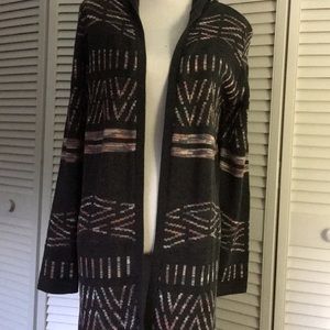 Tribal Print Hooded Cardigan